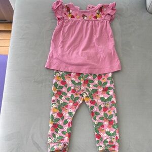 Baby Boden Pink Floral Baby Outfit, Size 18-24 Months
